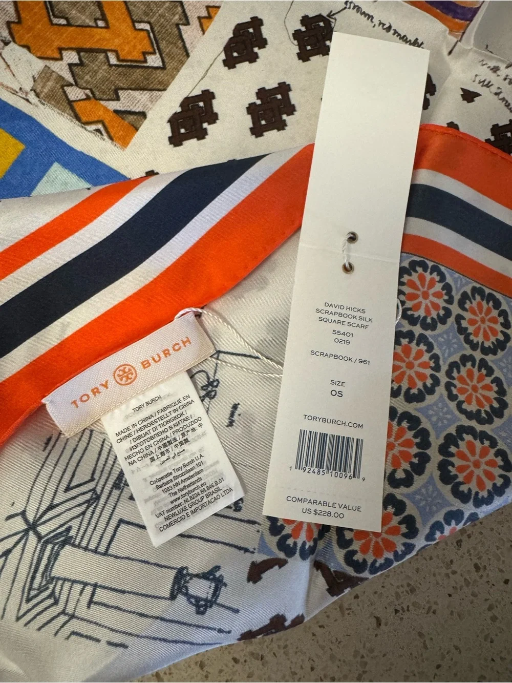 Tory Burch David Hicks Scrapbook Silk Square Scarf - NWT